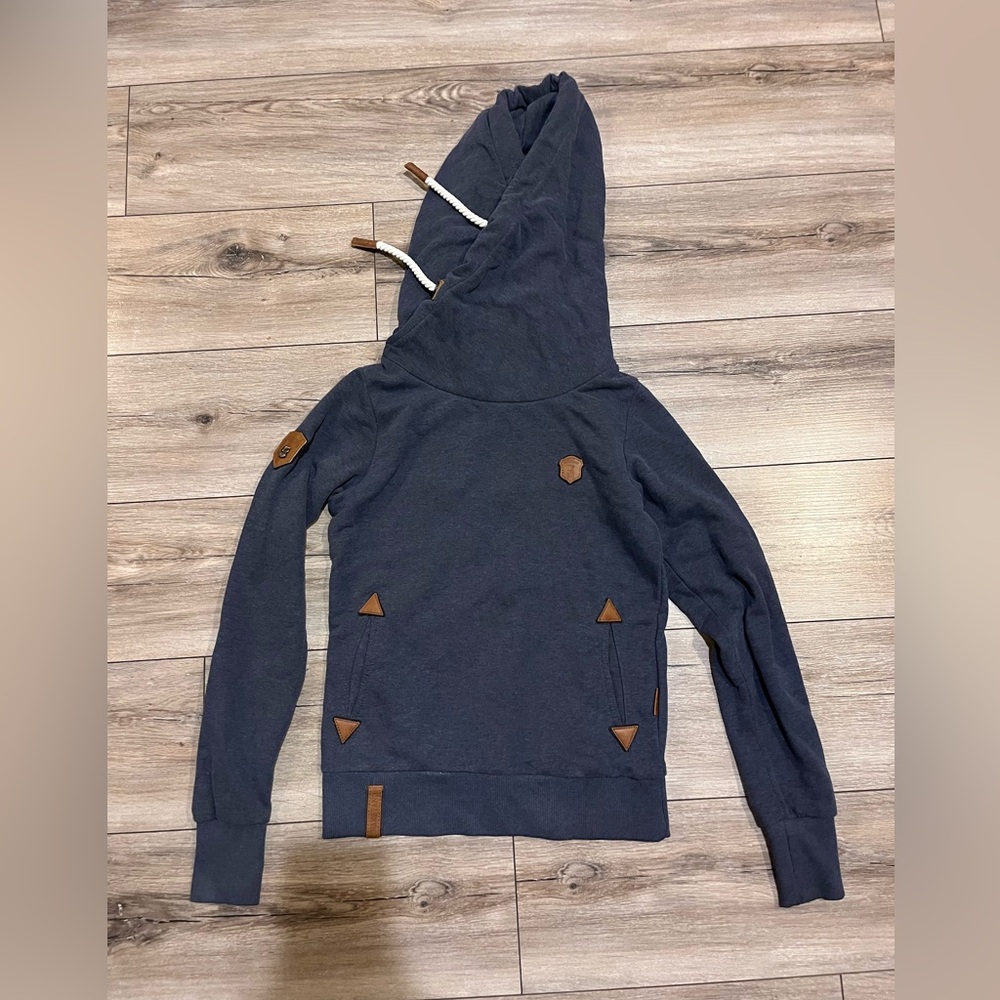 Naketano Dark Blue Hoodie with Tan Details